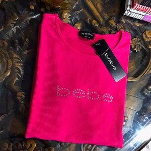 Bebe Top Size L Pink Fuchsia Color